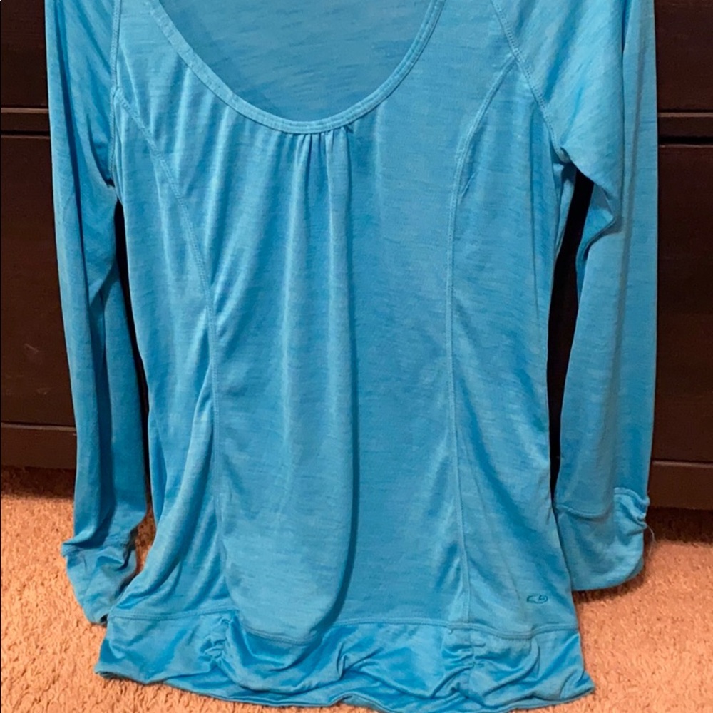Blue hooded top